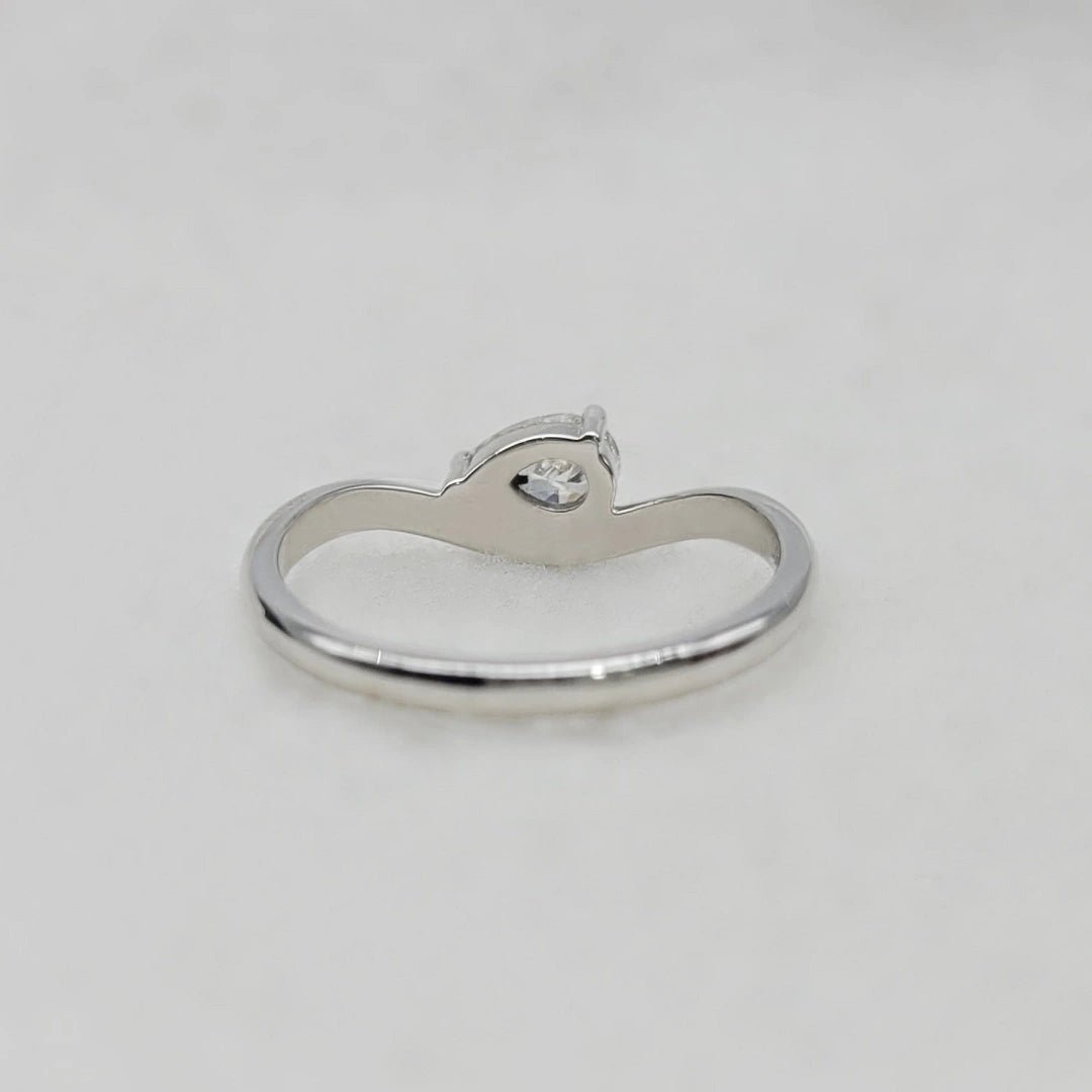 0.50 Ct Pear Cut East West Lab Grown Diamond Solitaire Ring in 14K White Gold - Riant Fine Jewelry LLC