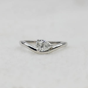 0.50 Ct Pear Cut East West Lab Grown Diamond Solitaire Ring in 14K White Gold