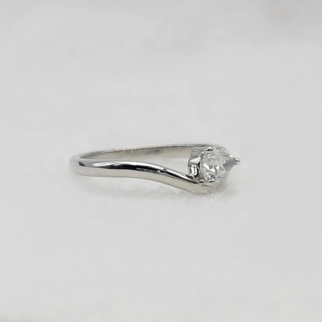 0.50 Ct Pear Cut East West Lab Grown Diamond Solitaire Ring in 14K White Gold - Riant Fine Jewelry LLC