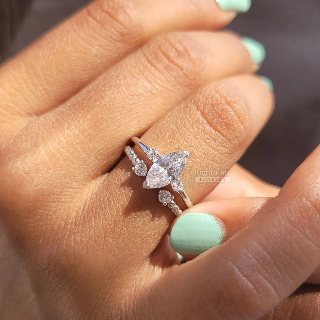 Marquise Cut Diamond Wedding Ring Set