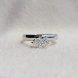 1 Carat Pear Shaped Lab Diamond Gold Engagement Ring