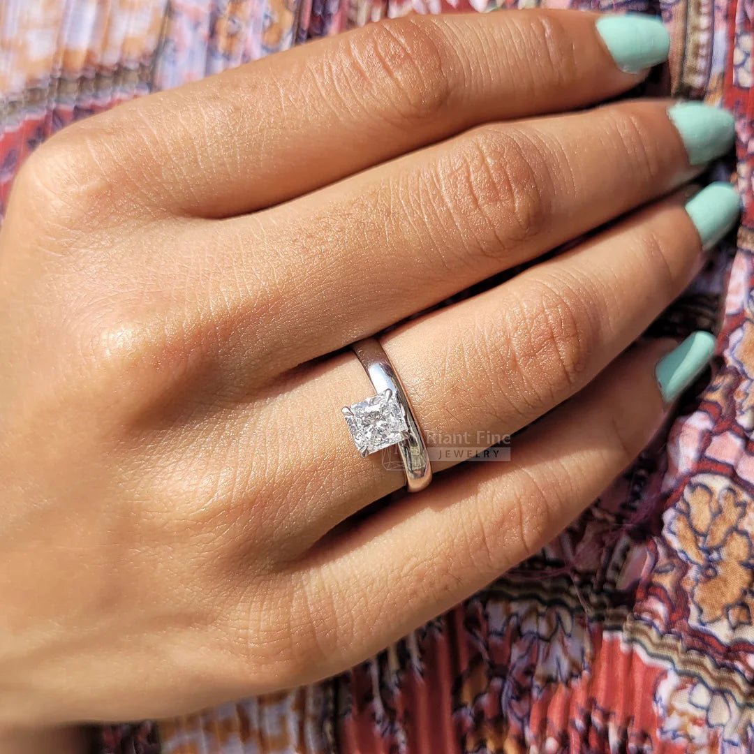 1 Carat Princess Cut Diamond Square Engagement Ring - Riant Fine Jewelry