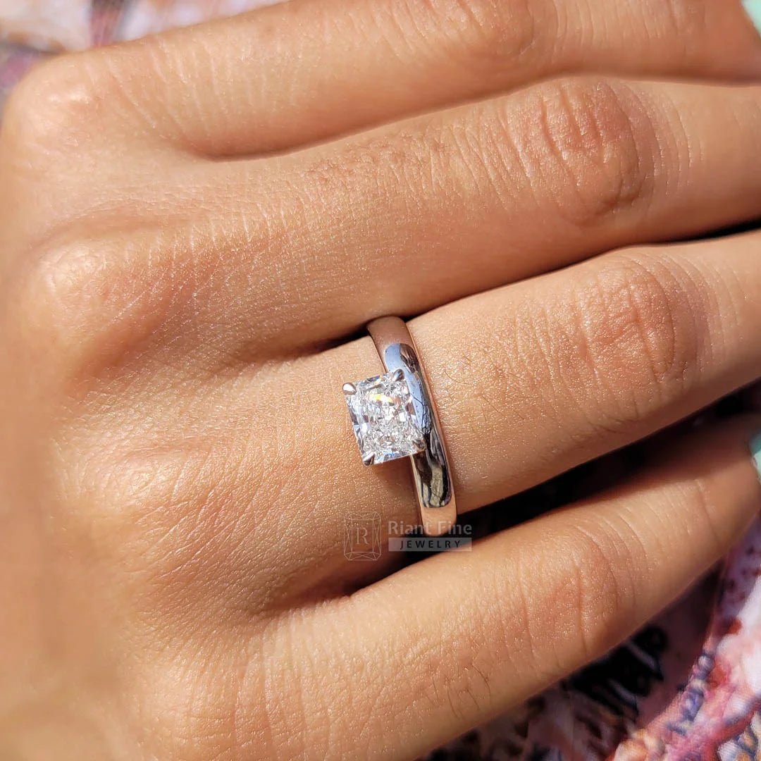1 Carat Radiant Cut Lab Diamond Classic Engagement Ring - Riant Fine Jewelry LLC