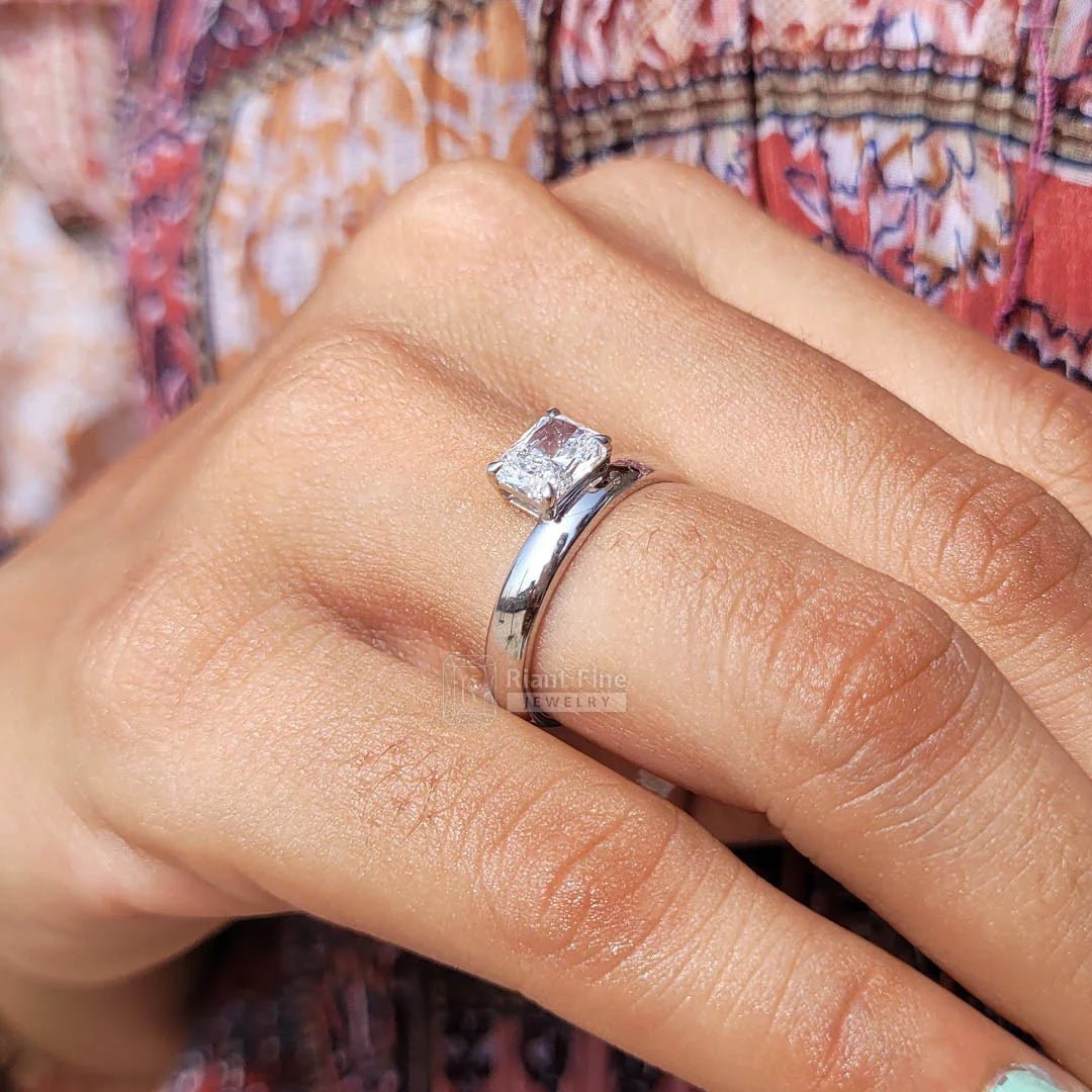 1 Carat Radiant Cut Lab Diamond Classic Engagement Ring - Riant Fine Jewelry LLC