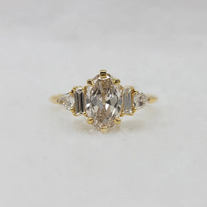 1 Ct Champagne Oval Lab Grown Diamond Engagement Ring in 14K Yellow Gold
