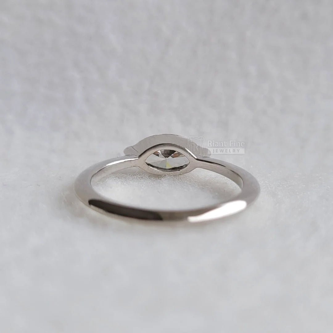 1 Ct East West Marquise Lab Grown Diamond Engagement Ring - Riant Fine Jewelry