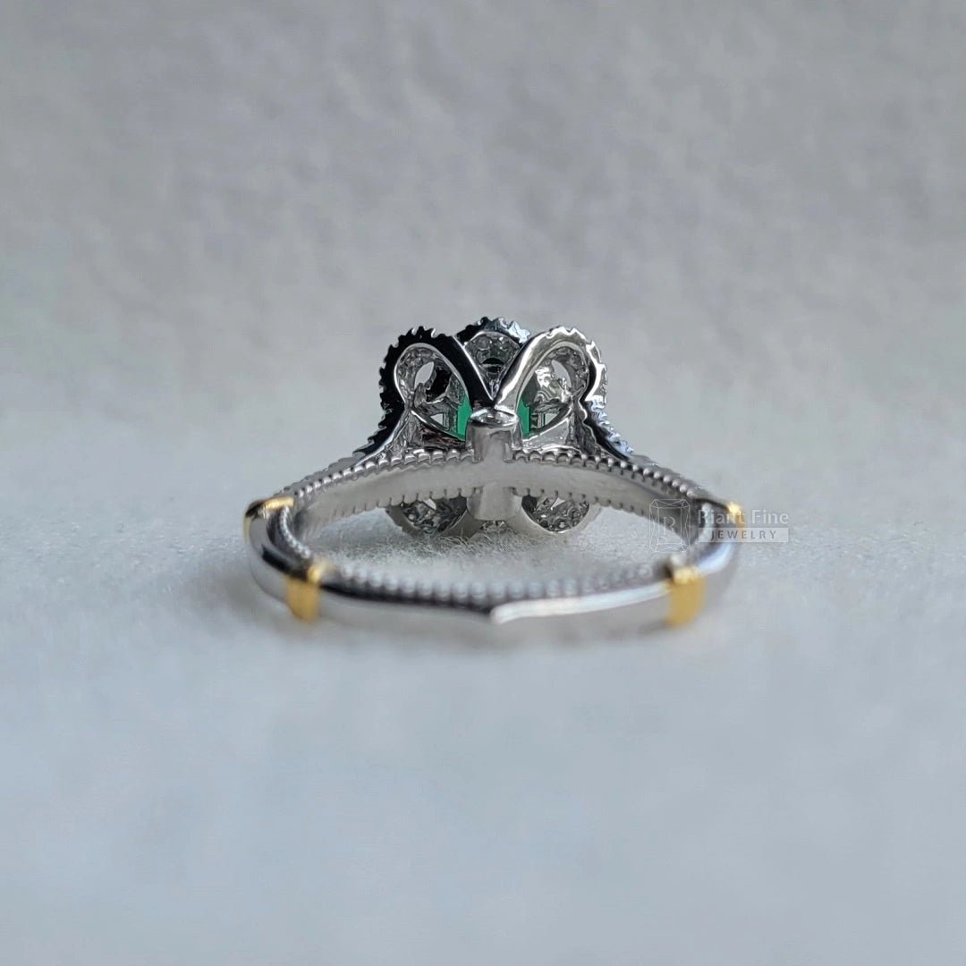 1 Ct Emerald Cut Green Sapphire Engagement Ring - Riant Fine Jewelry