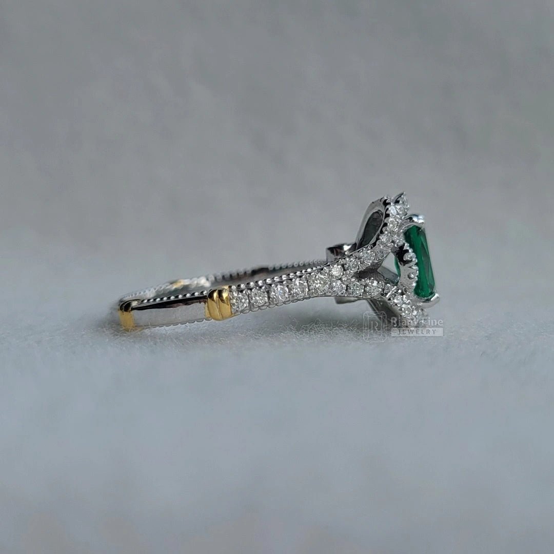 1 Ct Emerald Cut Green Sapphire Engagement Ring - Riant Fine Jewelry