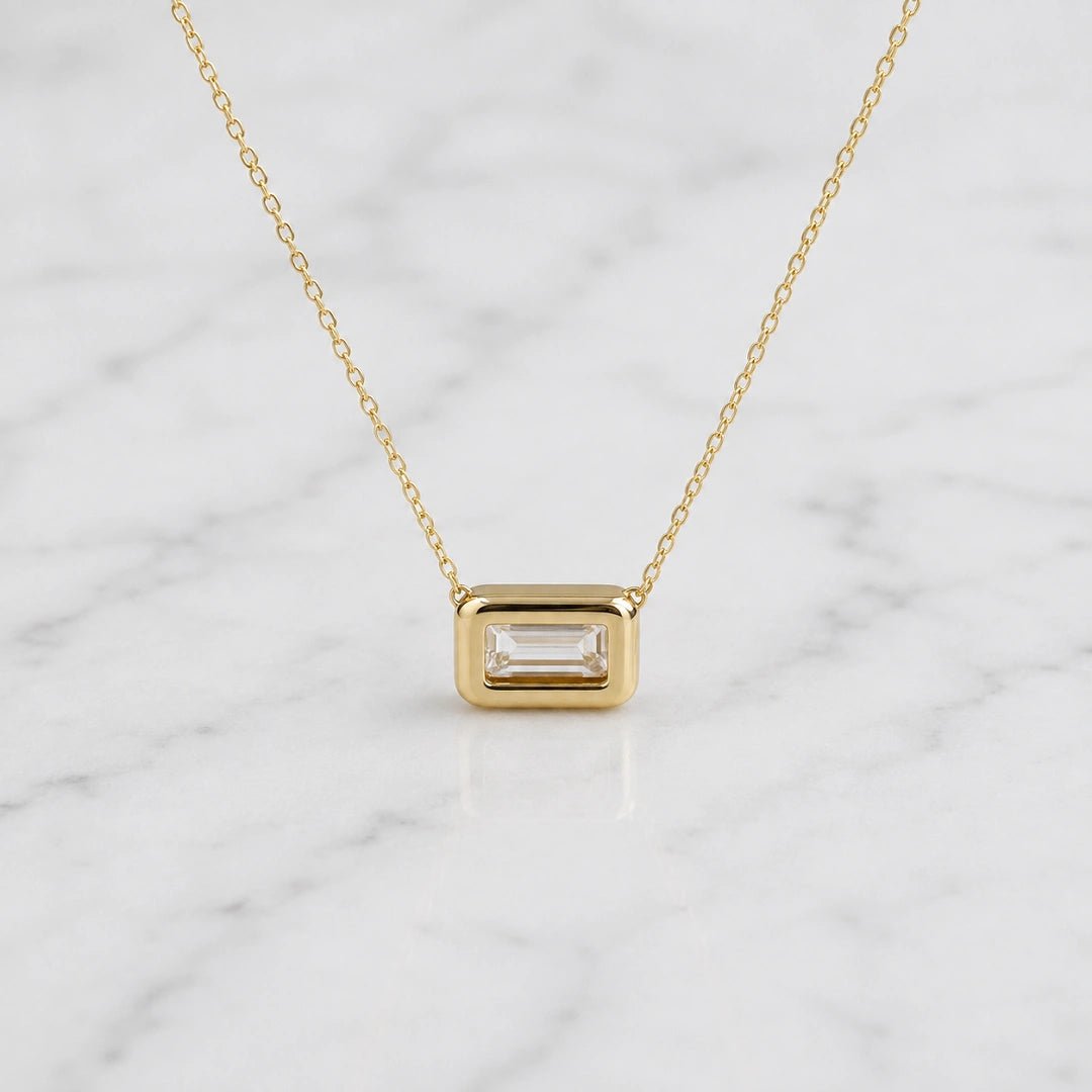 1 Ct Emerald Moissanite Pendant In 14K Solid Gold - Riant Fine Jewelry LLC
