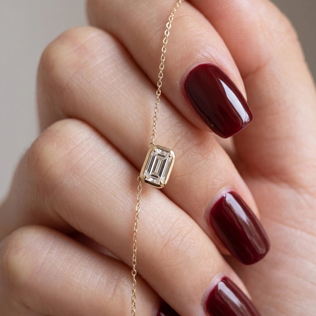 1 Ct Emerald Moissanite Pendant In 14K Solid Gold - Riant Fine Jewelry LLC