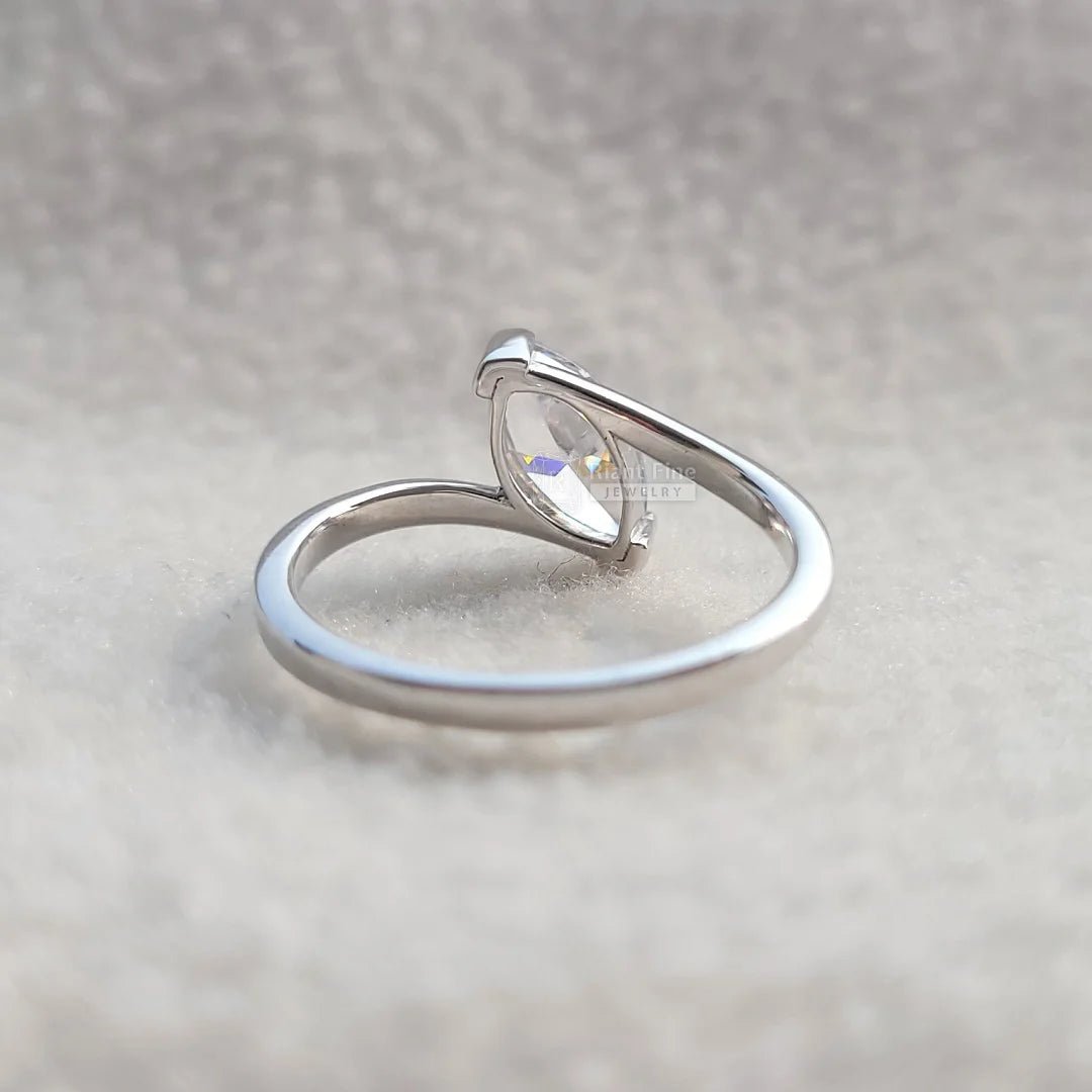 1 Ct Marquise Diamond Bypass Style Engagement Ring - Riant Fine Jewelry