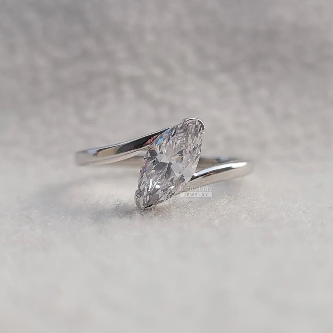 1 Ct Marquise Diamond Bypass Style Engagement Ring - Riant Fine Jewelry