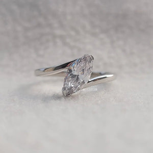1 Ct Marquise Diamond Bypass Style Engagement Ring