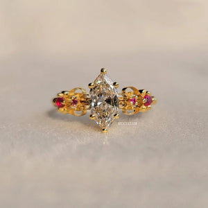 1 Ct Marquise Diamond Gold Vintage Engagement Ring