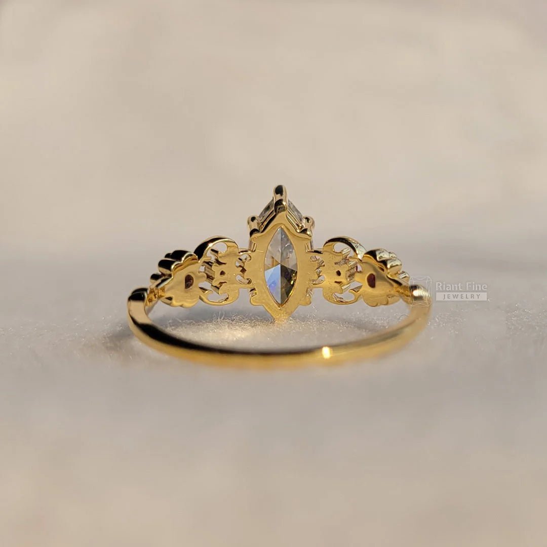 1 Ct Marquise Diamond Gold Vintage Engagement Ring - Riant Fine Jewelry