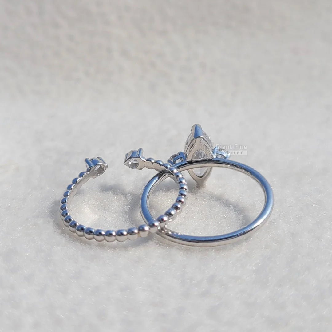 1 Ct Marquise Diamond White Gold Wedding Ring Set - Riant Fine Jewelry