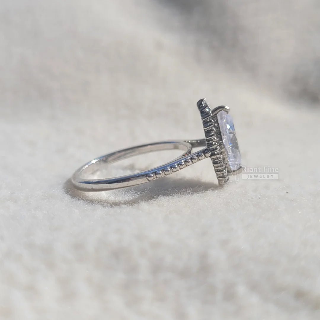 1 Ct Marquise Lab Grown Diamond Halo Engagement Ring - Riant Fine Jewelry