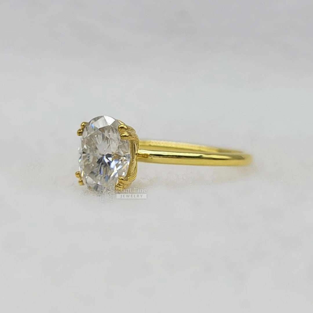 1 Ct Oval Diamond Engagement Ring in 14K Solid Gold - Riant Fine Jewelry