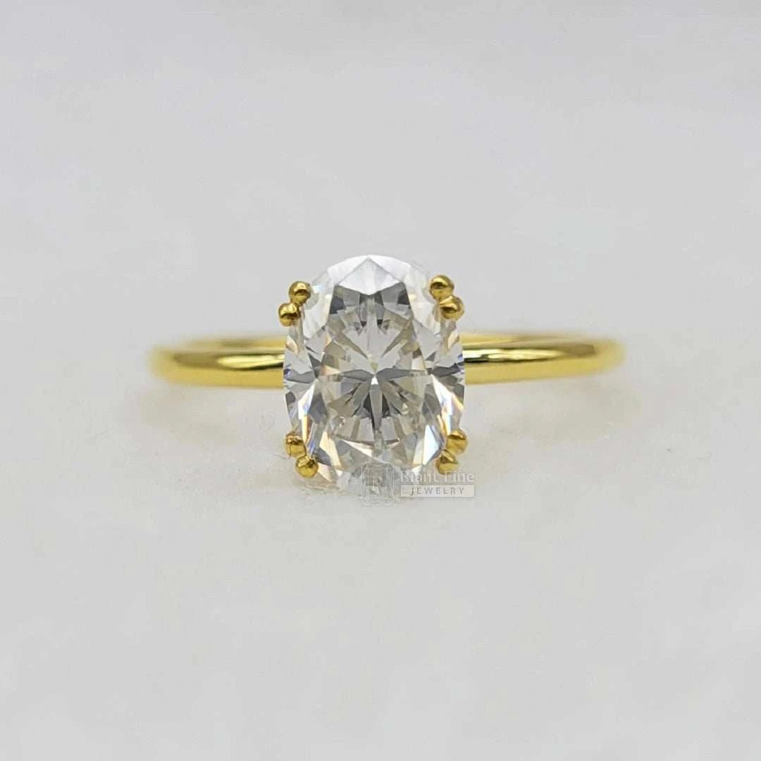 1 Ct Oval Diamond Engagement Ring in 14K Solid Gold - Riant Fine Jewelry