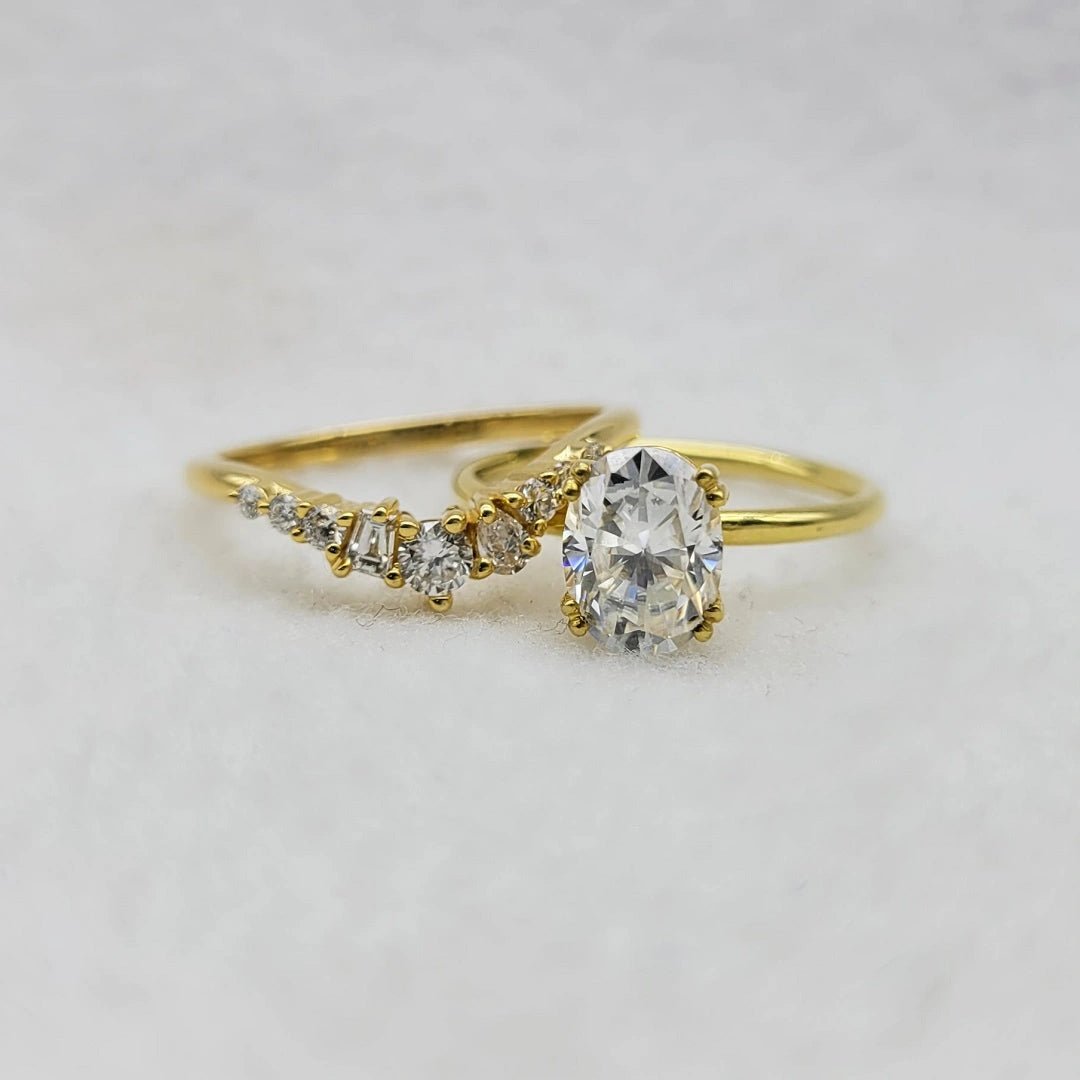1 Ct Oval Lab Grown Diamond Engagement Ring Set in 14K Yellow Gold - Riant Fine Jewelry LLC