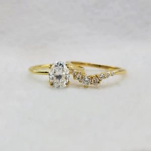 1 Ct Oval Lab Grown Diamond Engagement Ring Set in 14K Yellow Gold