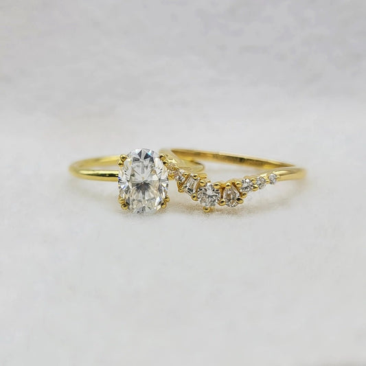 1 Ct Oval Lab Grown Diamond Engagement Ring Set in 14K Yellow Gold - Riant Fine Jewelry LLC