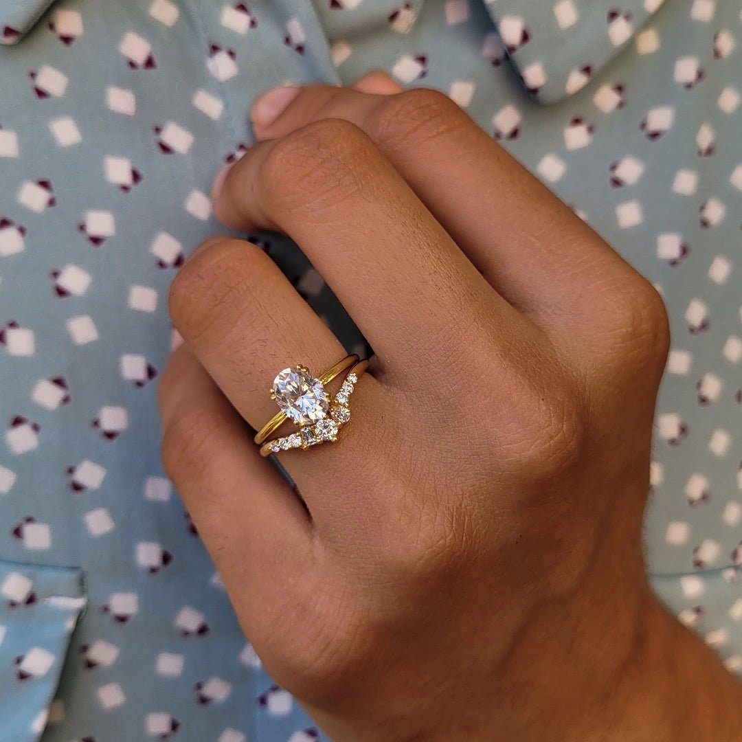1 Ct Oval Lab Grown Diamond Engagement Ring Set in 14K Yellow Gold - Riant Fine Jewelry LLC