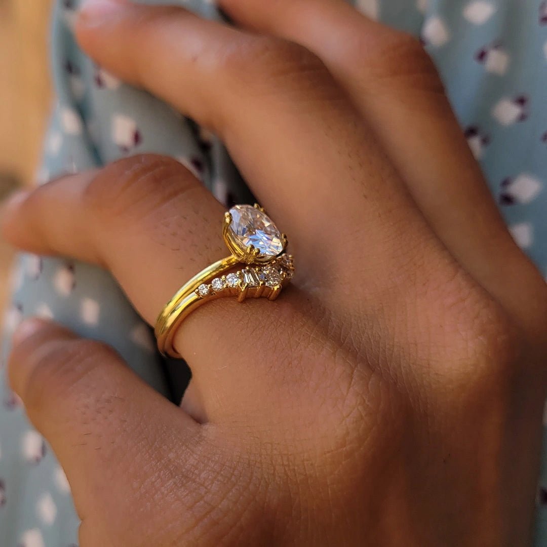 1 Ct Oval Lab Grown Diamond Engagement Ring Set in 14K Yellow Gold - Riant Fine Jewelry LLC