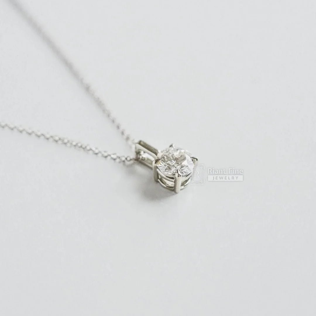 1 Ct Round Cut Solitaire Moissanite Pendant 14K Gold - Riant Fine Jewelry