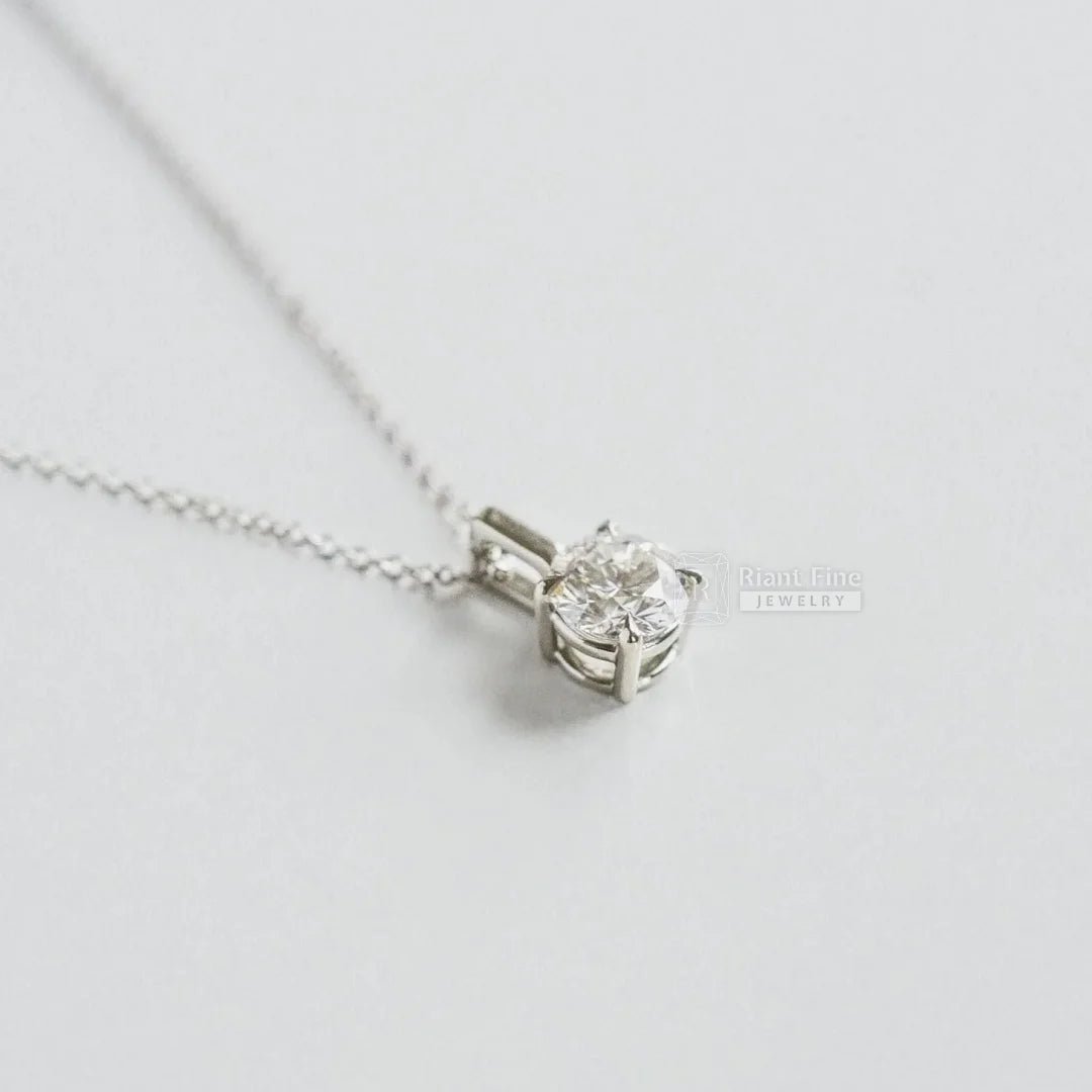 1 Ct Round Cut Solitaire Moissanite Pendant 14K Gold - Riant Fine Jewelry