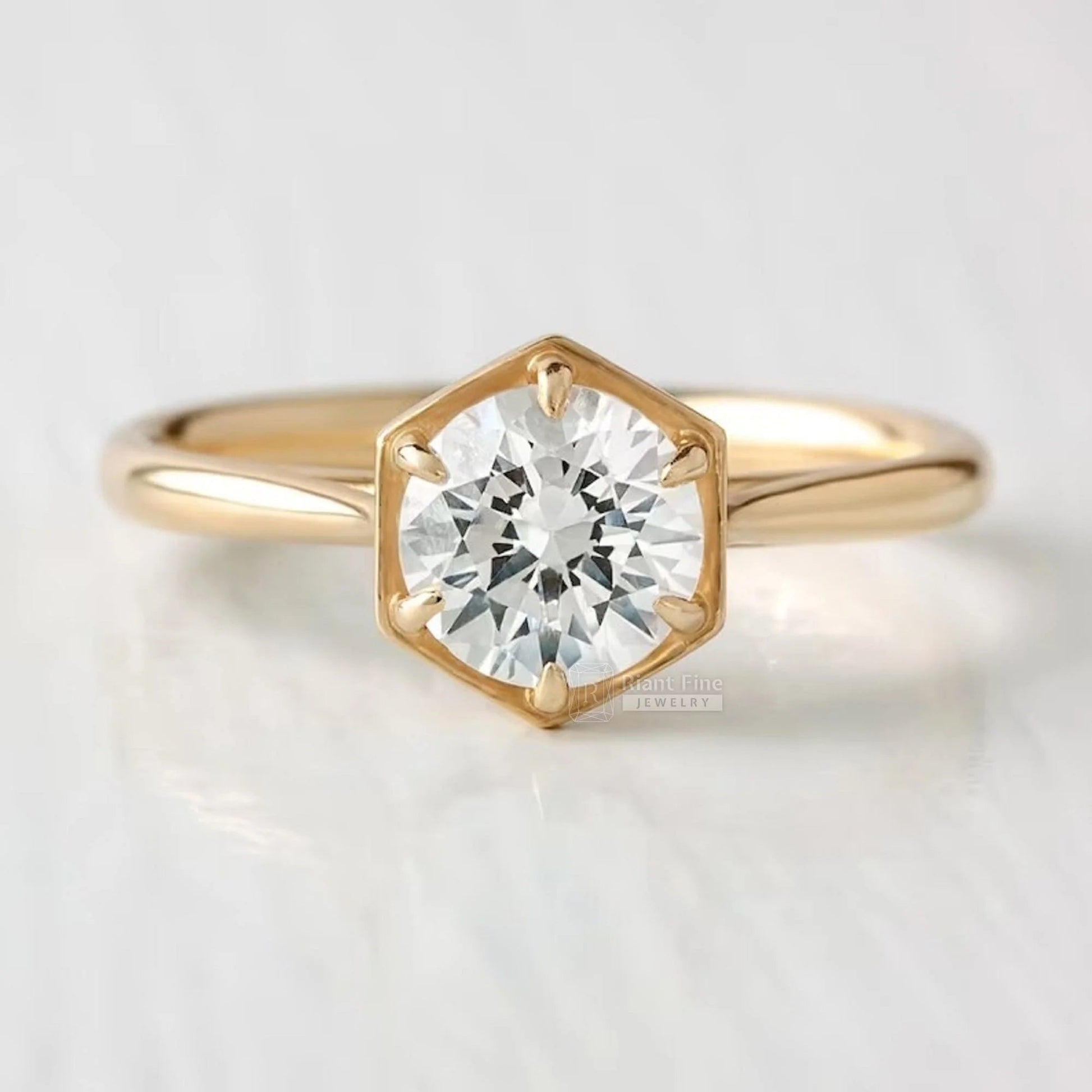 1 Ct Round Lab Diamond Solitaire Engagement Ring - Riant Fine Jewelry LLC