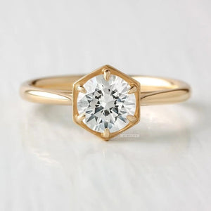 1 Ct Round Lab Diamond Solitaire Engagement Ring