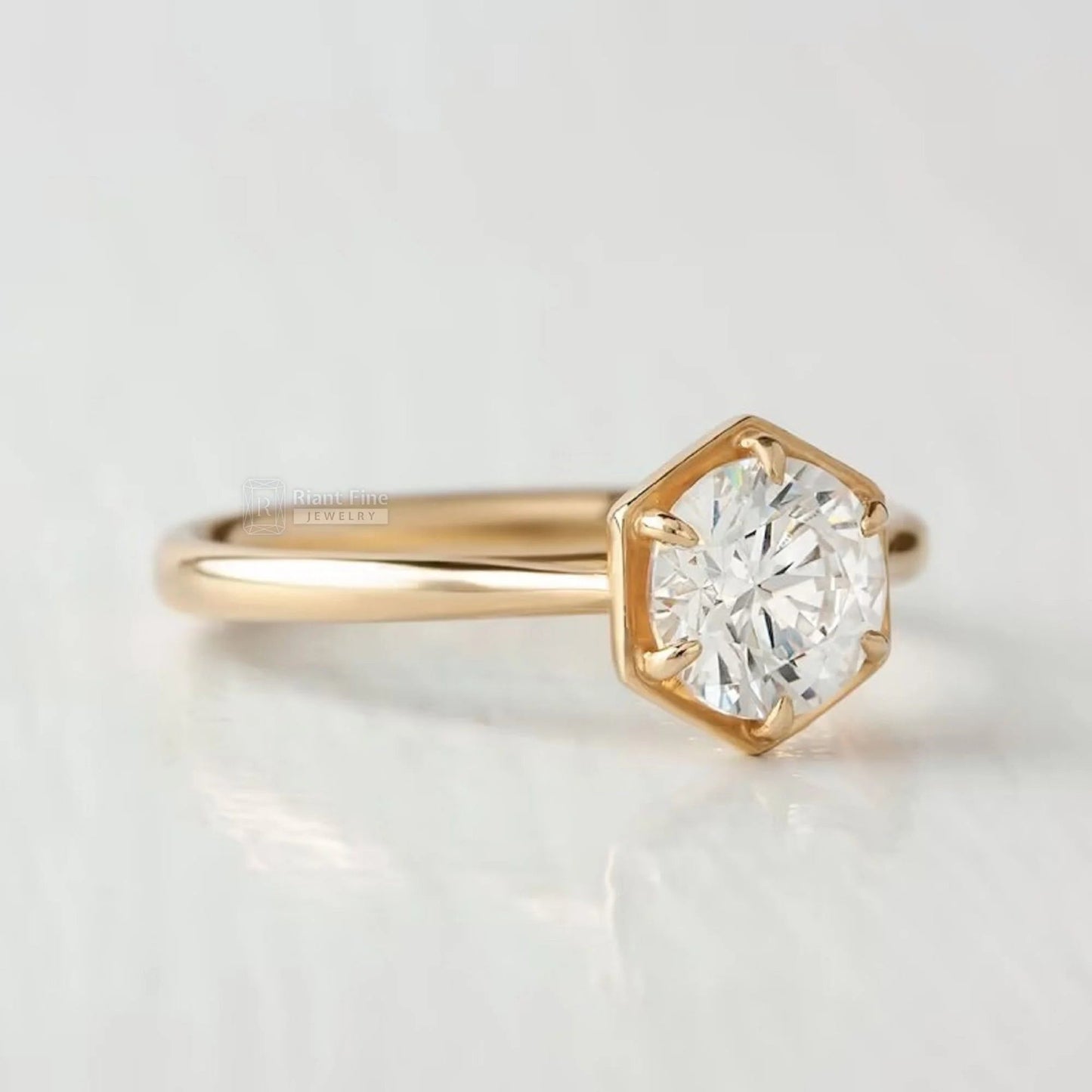 1 Ct Round Lab Diamond Solitaire Engagement Ring - Riant Fine Jewelry LLC