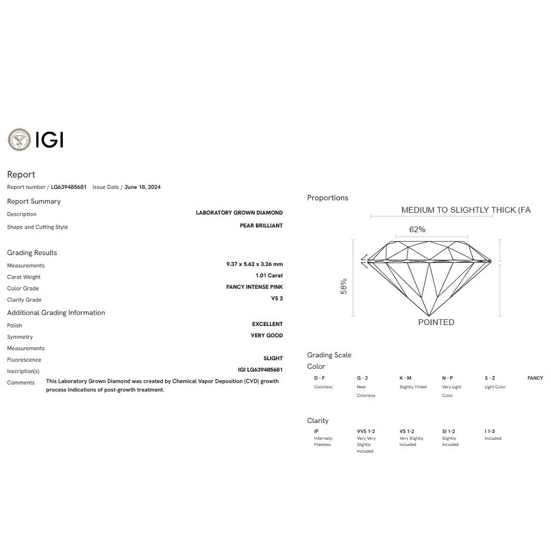 IGI-Certified-Pear-Lab-Grown Diamond