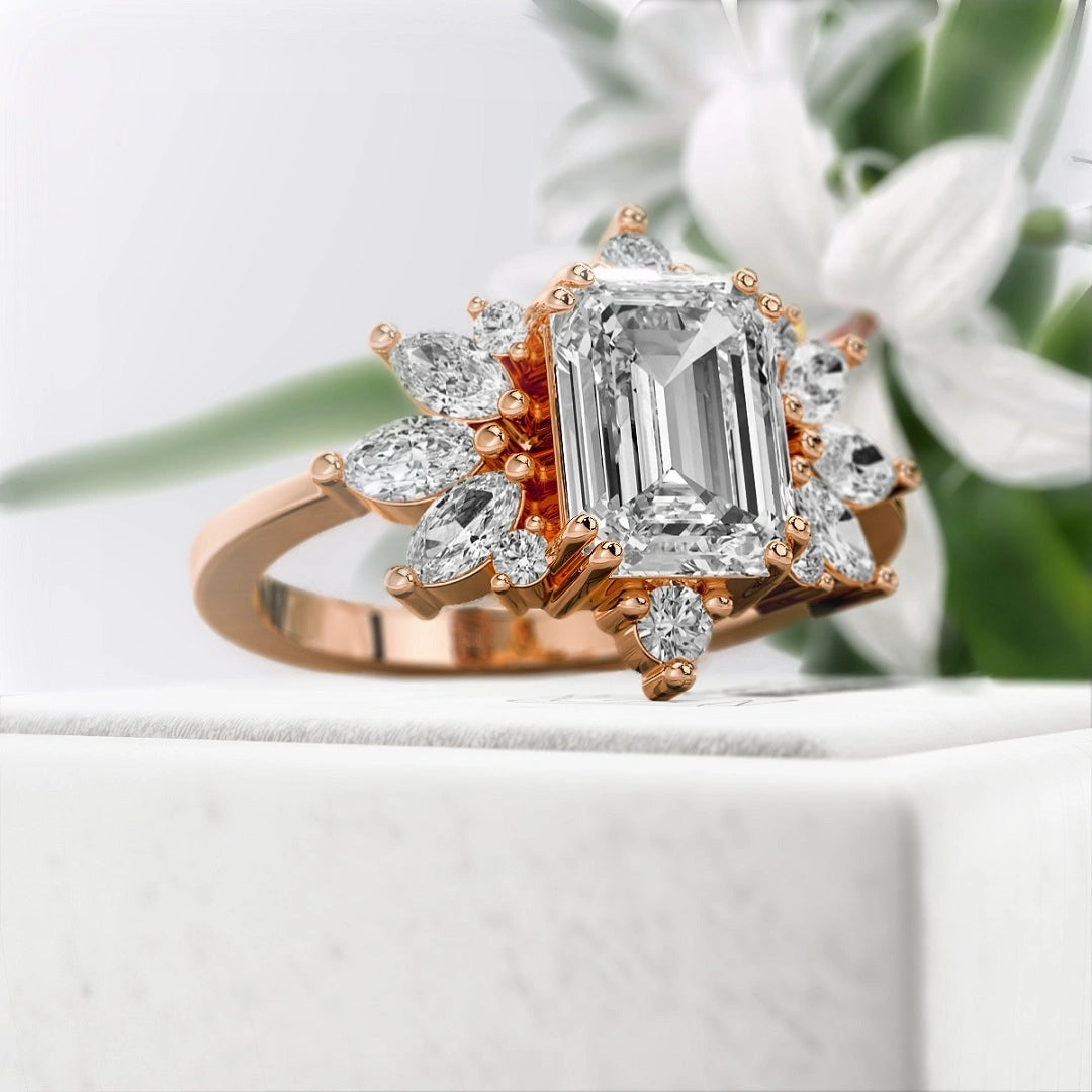 1.75-Ct-Emerald-Cut-Diamond-Cluster-Engagement-Ring-Rose-Gold-Diamond-View