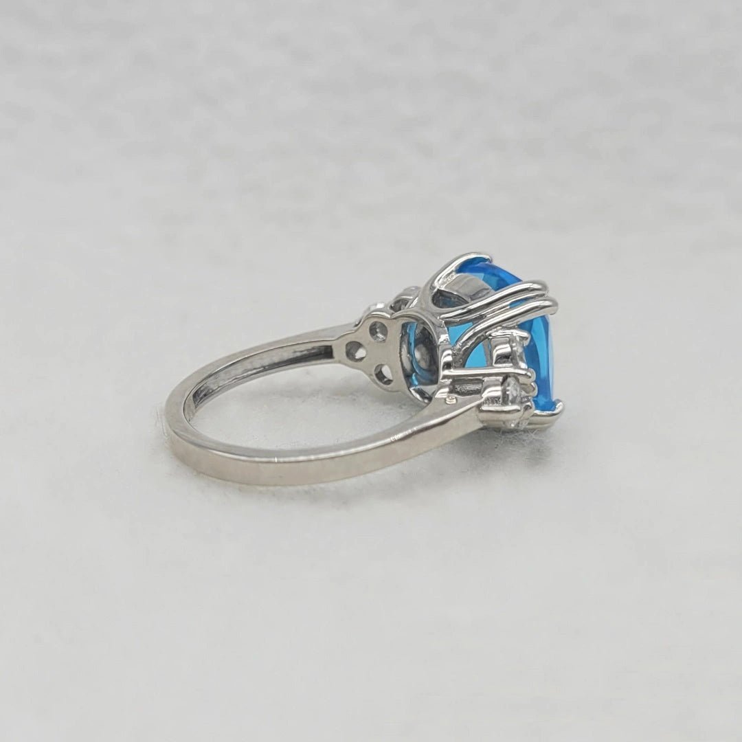 10 MM Cushion Cut Blue Sapphire Engagement Ring - Riant Fine Jewelry LLC