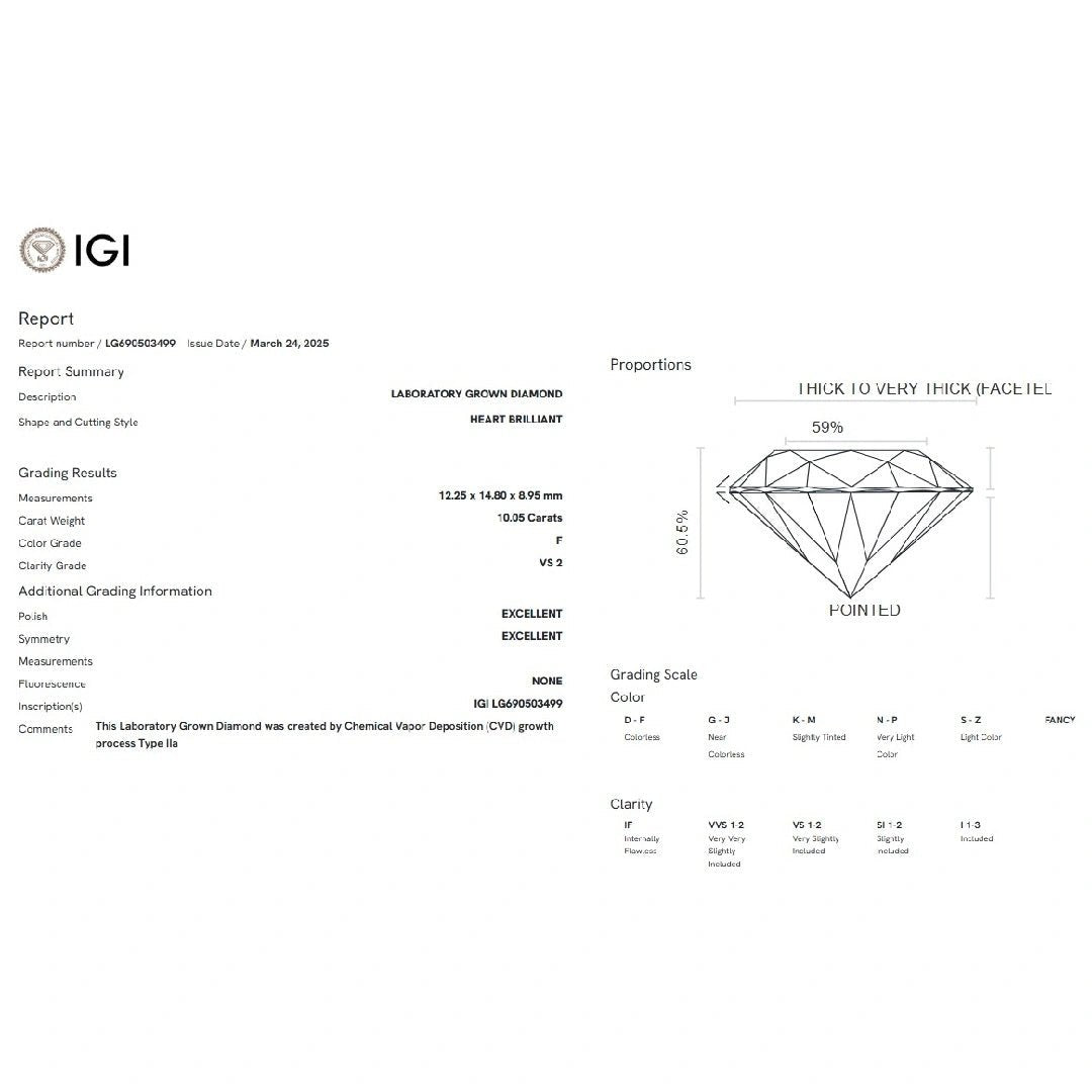 10.05 Carat Heart Cut Lab Grown Diamond - Riant Fine Jewelry