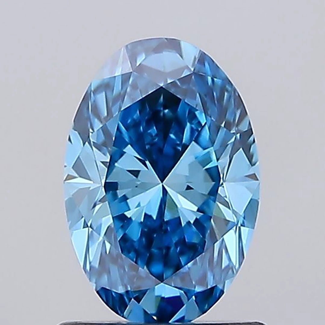 1.02 Ct Fancy Vivid Blue Oval Lab Grown Diamond - Riant Fine Jewelry