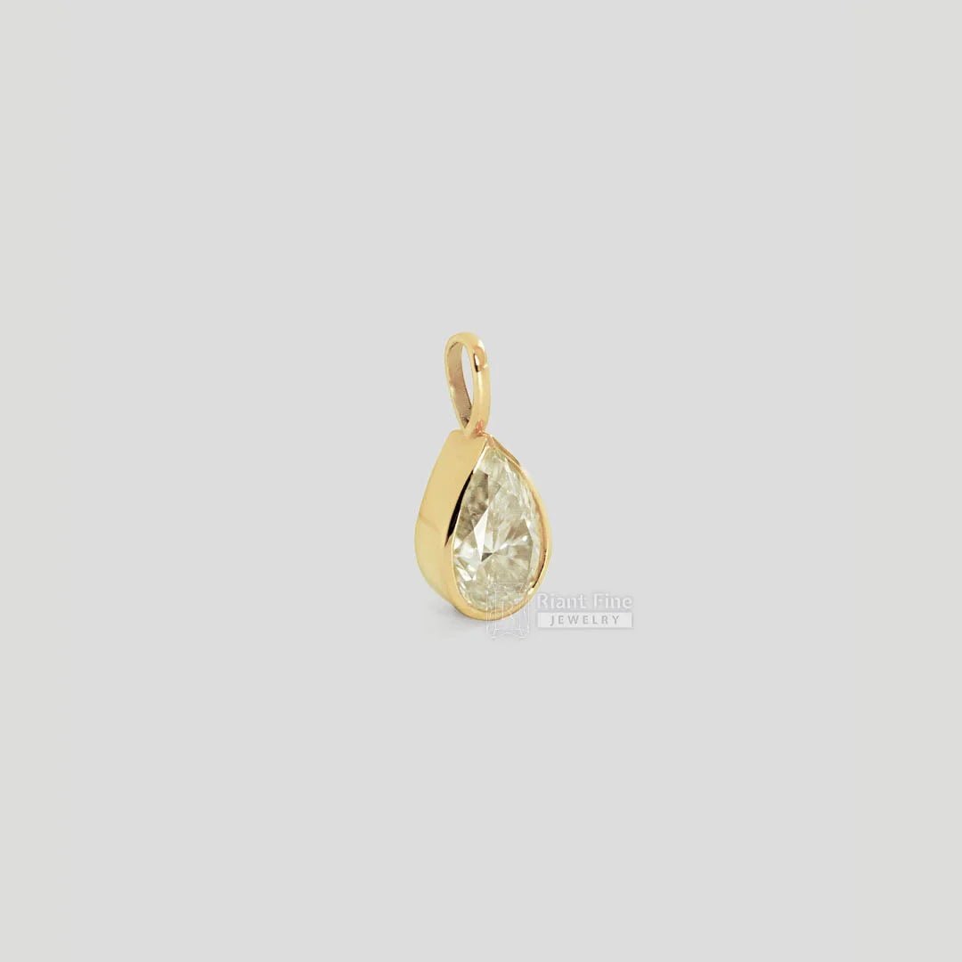 1.2 Ct Bezel Pear Cut Colorless Moissanite Pendant - Riant Fine Jewelry