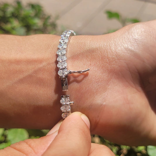 14K Gold Oval Moissanite Tennis Bracelet