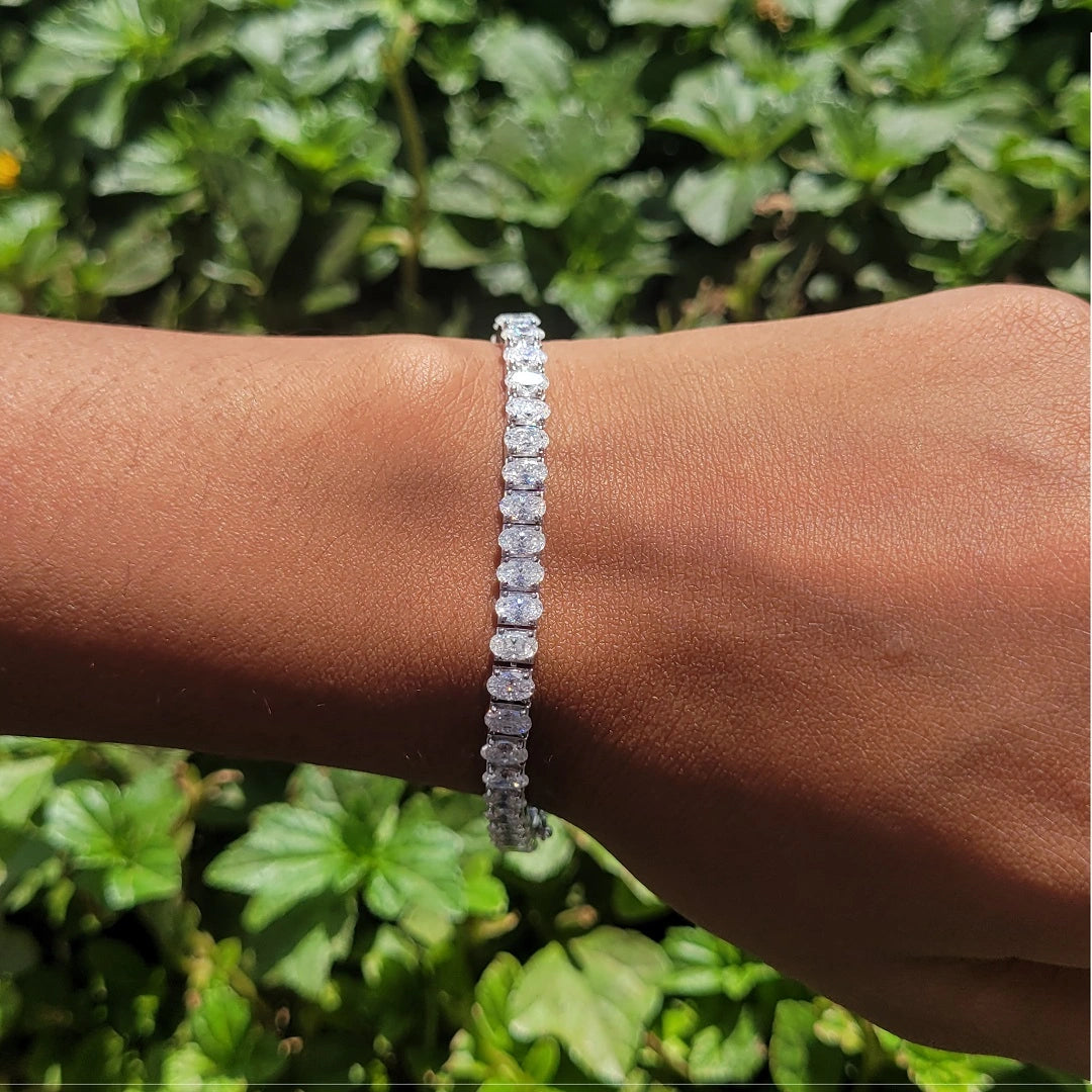 14K Gold Oval Moissanite Tennis Bracelet