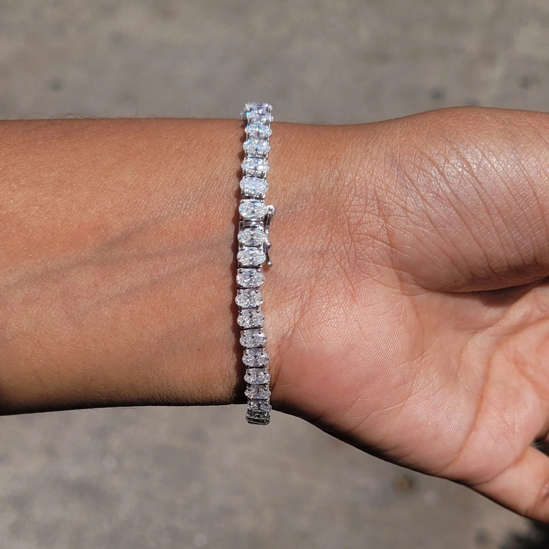 14K Gold Oval Moissanite Tennis Bracelet