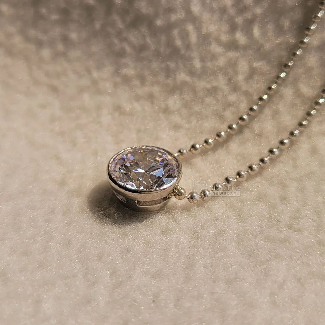 Dainty Round Moissanite Pendant For Her