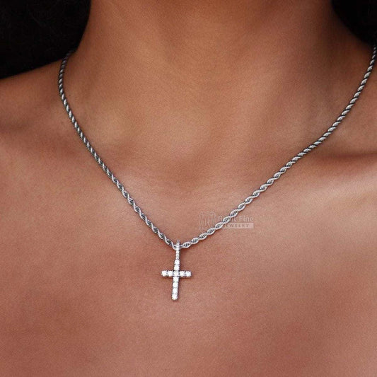 14K Gold Moissanite Cross Pendant