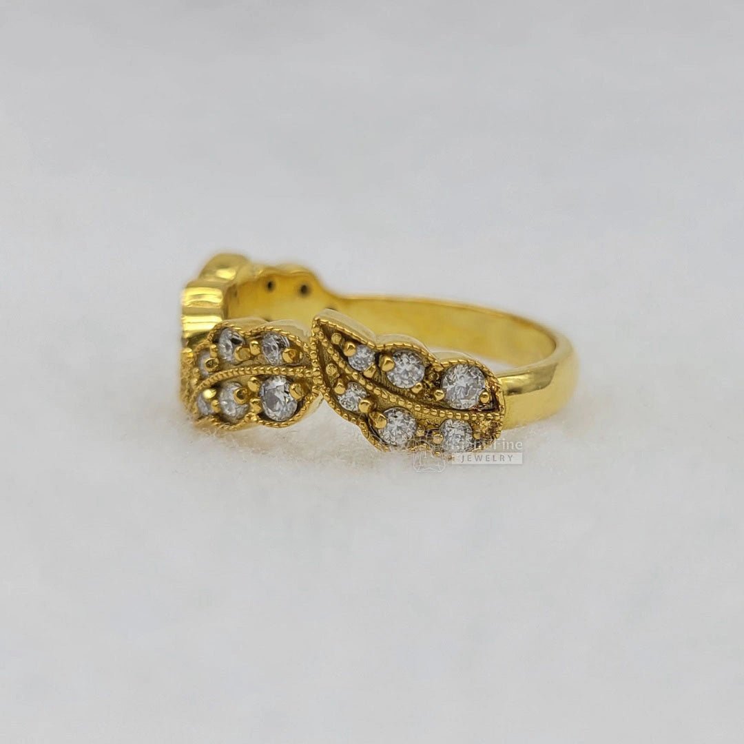 14K Gold Leaf Style Diamond Wedding Band - Riant Fine Jewelry LLC