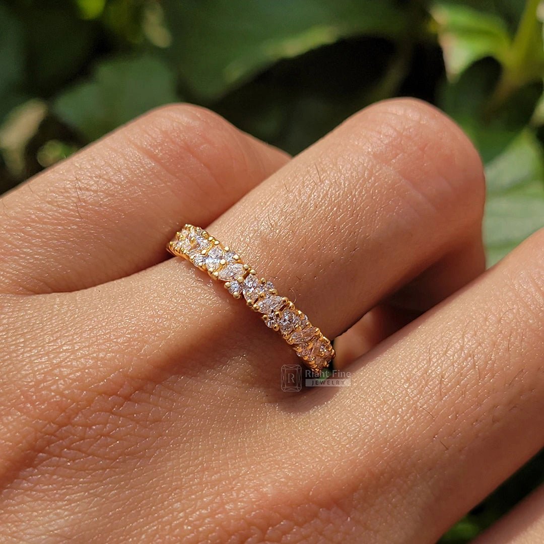 Marquise and Round Diamond Wedding Band