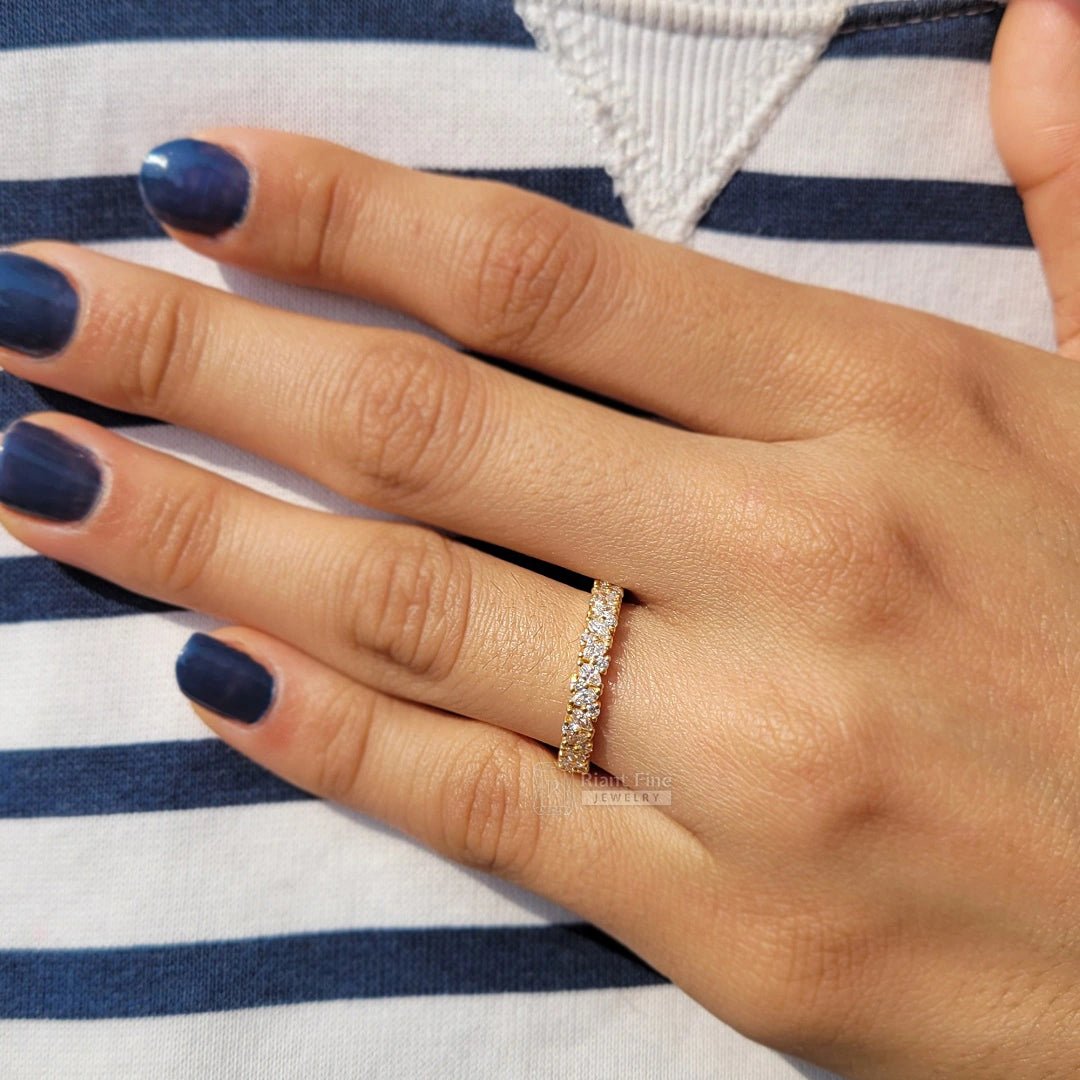14K Gold Marquise and Round Diamond Wedding Band - Riant Fine Jewelry