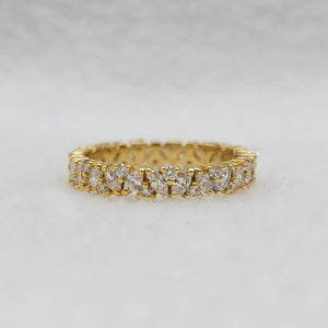 14K Gold Marquise and Round Diamond Wedding Band