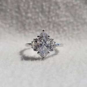 14K Gold Marquise Diamond Cluster Engagement Ring