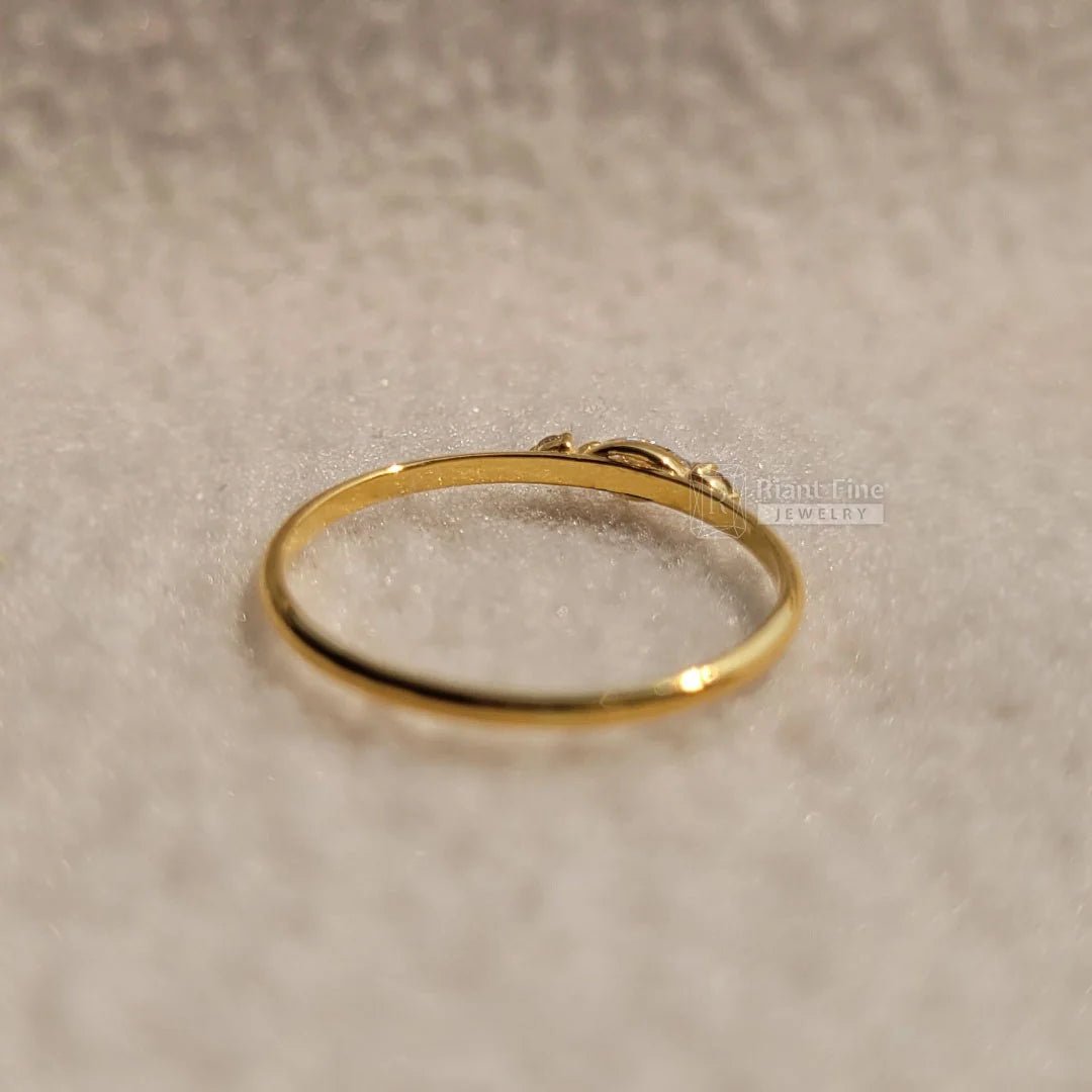 14K Gold Marquise Diamond Three Stone Dainty Ring - Riant Fine Jewelry